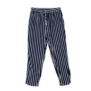 J Crew Drawstring Cotton Striped Straight Pants US Women's M